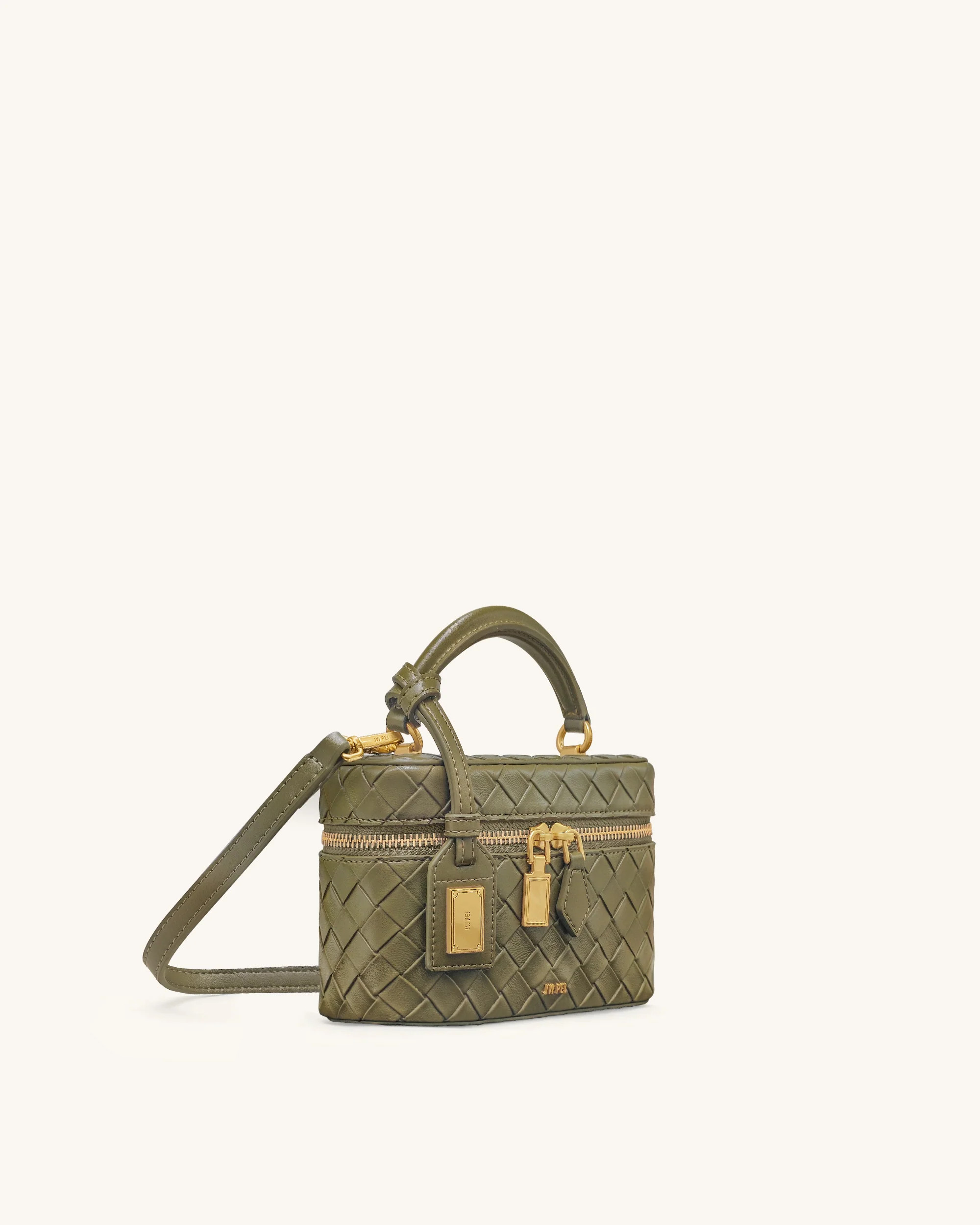 Cleo Woven Texture Box Shape Top Handle Bag - Olive Green | JW PEI US