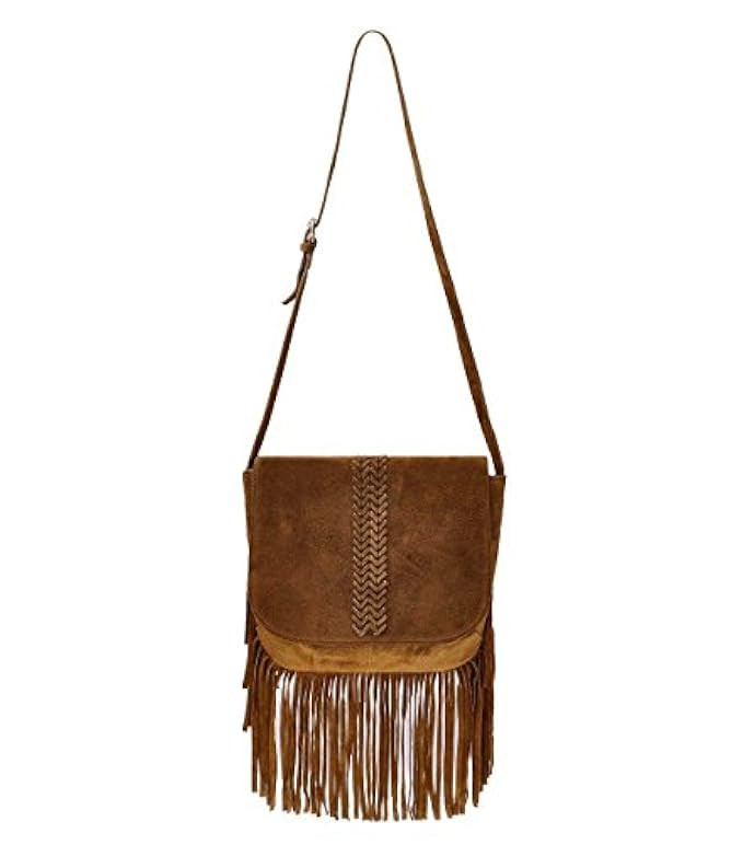 ZLYC Women Bohemian Nubuck Leather Fringe Bag Pouch Tribal Tassel Cross Body Shoulder Bag | Amazon (US)