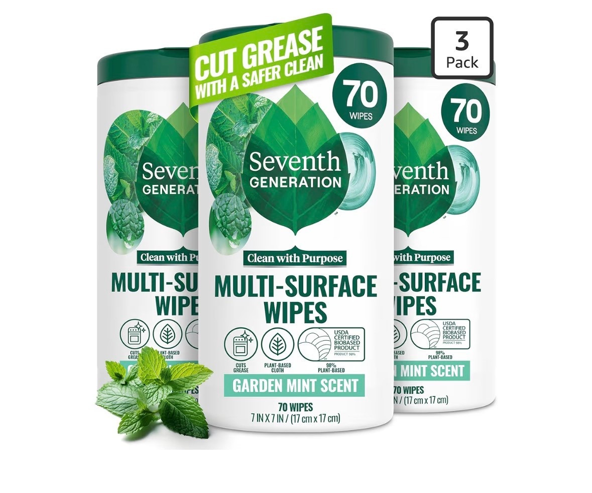 These Seventh Generation wipes are super gentle and free from chemicals. We swapped our Clorox wipes for these.

#babyessentials #cleaningitems #momfavorites #cleanproducts