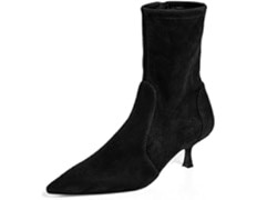 Coutgo Womens Low Kitten Heel Ankle Boots Pointed Toe Booties Side Zipper Fall Shoes | Amazon (US)