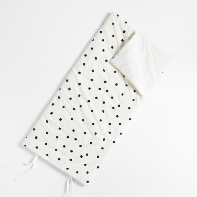 White Sherpa Polka-Dot Kids Sleeping Bag | Crate & Kids | Crate & Barrel