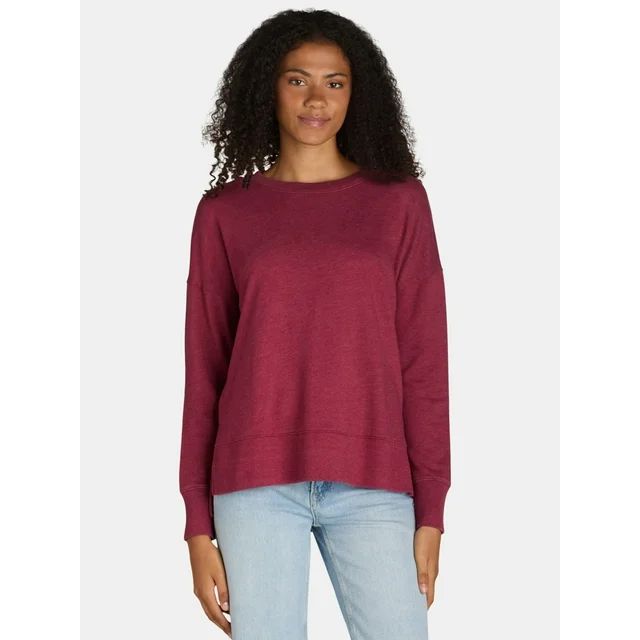 Time and Tru Women’s Crewneck Sweatshirt with High-Low Hem, Sizes XS-XXXL | Walmart (US)