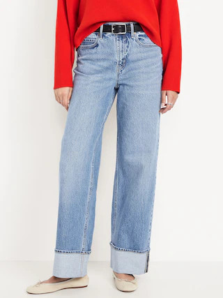 Extra High-Waisted Cuffed Wide-Leg Jeans | Old Navy (CA)