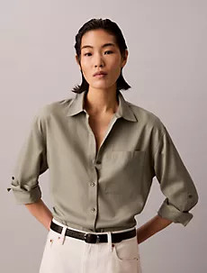 Tencel Roll Tab Button-Down Shirt | Calvin Klein | Calvin Klein (US)