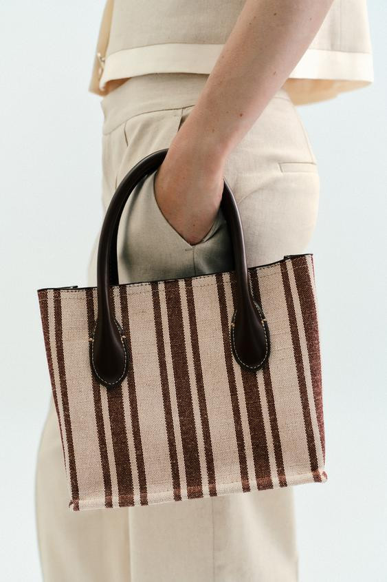 STRIPED PRINT CANVAS BAG | Zara US
