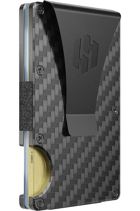 ROSSM Slim RFID Blocking Minimalist Wallet for Men - Thin Front Pocket Wallet with Metal Cash Strap  | Amazon (US)