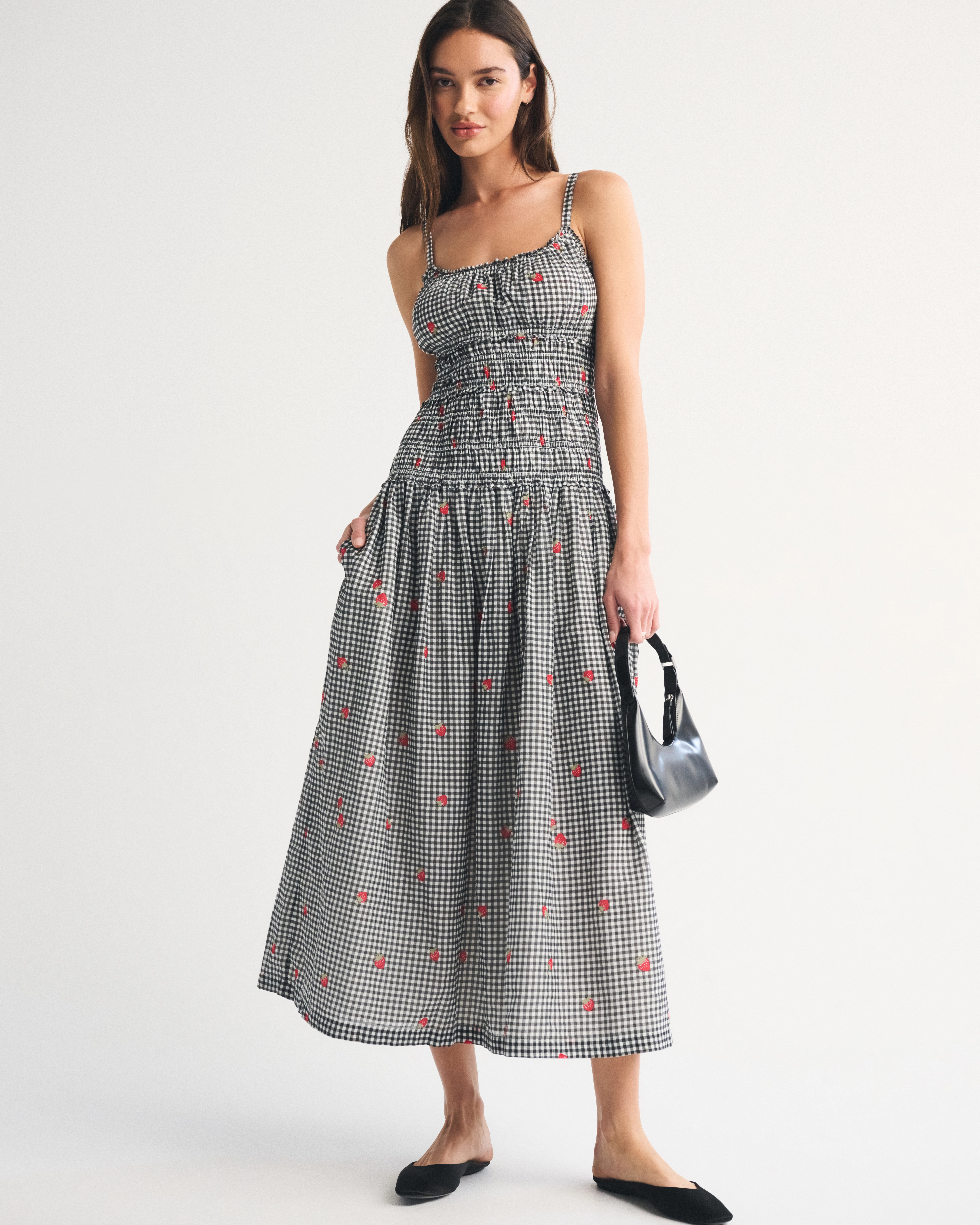 Bra-Free Smocked Drop-Waist Maxi Dress | Abercrombie & Fitch (US)