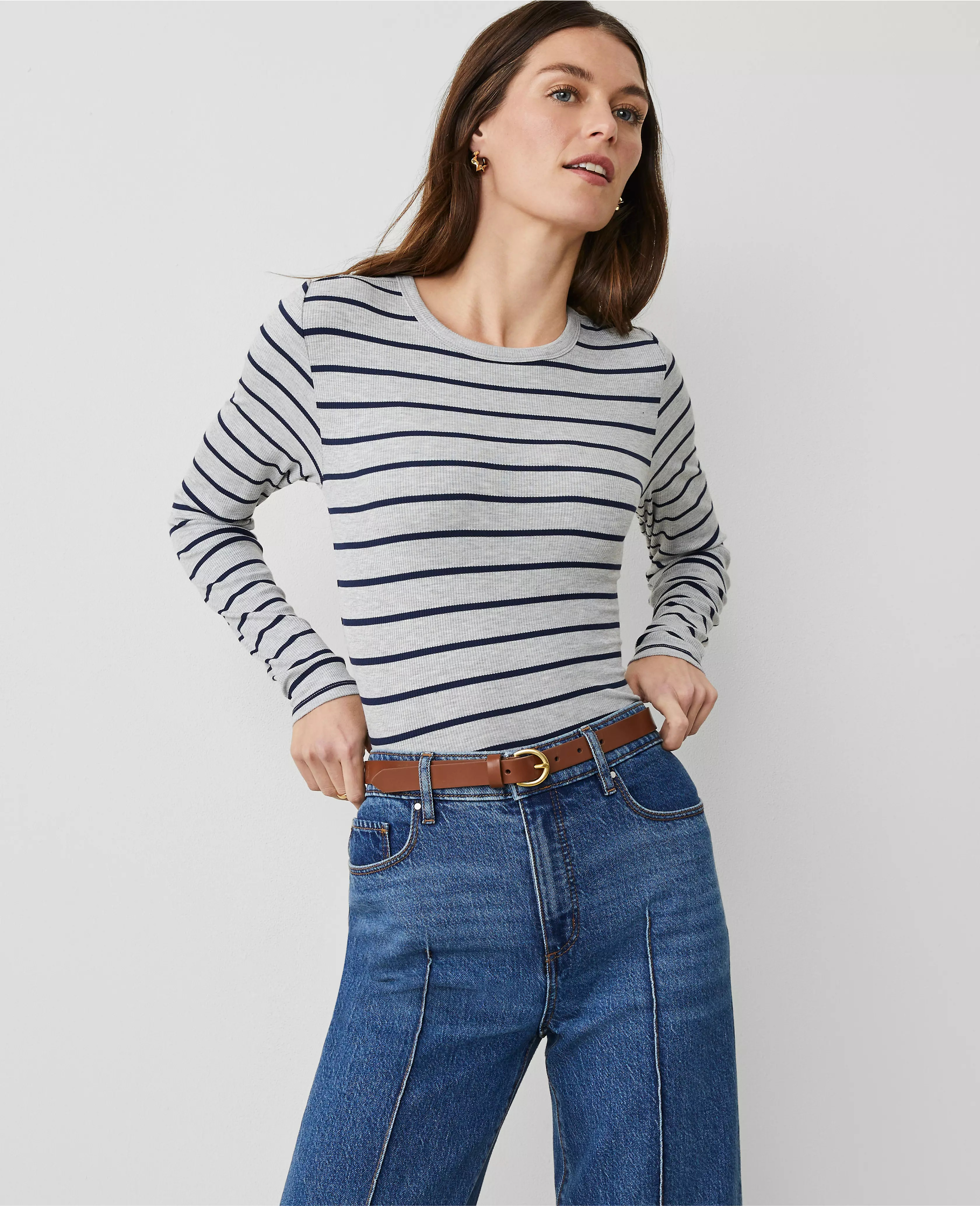 Long Sleeve Crew Neck Top | Ann Taylor