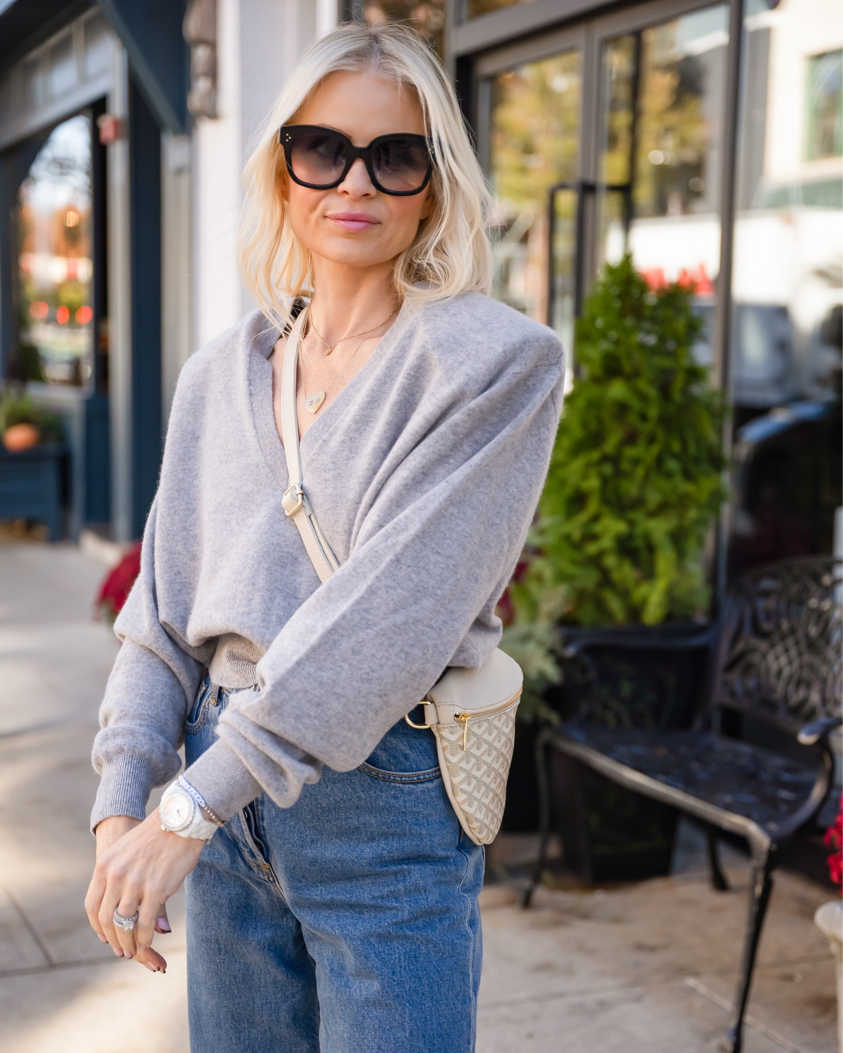 F W : 2 0 2 4 LOOKBOOK DROP 3 - CHAPTER 3 🩶🩶#FITCHECK #7
Giving good shoulder in this gorgeous #cashmere #veeneck sweater!! Shoulder pads removable! We sold out of the oxblood but grey is available in store and linked- also these are our new favorite jeans! We are obsessed with the fit! Super high waisted for that #snatched look! They are so flattering on everyone and we are debuting our signature #upcycled belt bag worn as a cross body in one size bigger!!! Call the store to order !!! 🩶🩶🩶🩶🩶🩶🩶🩶🩶🩶
🩶
🩶
🩶
 #fashionover40 #grwm #stylist #ootd #personalshopping #nyc #manhattan #summit #paris #palmbeach #nantucket #milan #london #chic #luxury #demure #whatthecoolgirlswear  #everydayisarunway #getdressed #lookyourbest 

#LTKOver40 #LTKStyleTip #LTKSeasonal