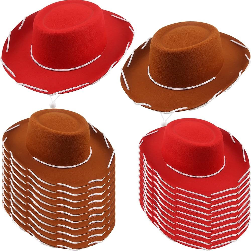 20 Pcs Child Cowboy Hat Felt Western Cowgirl Hat with Neck Drawstring for Kids Cowboy Costume Acc... | Amazon (US)