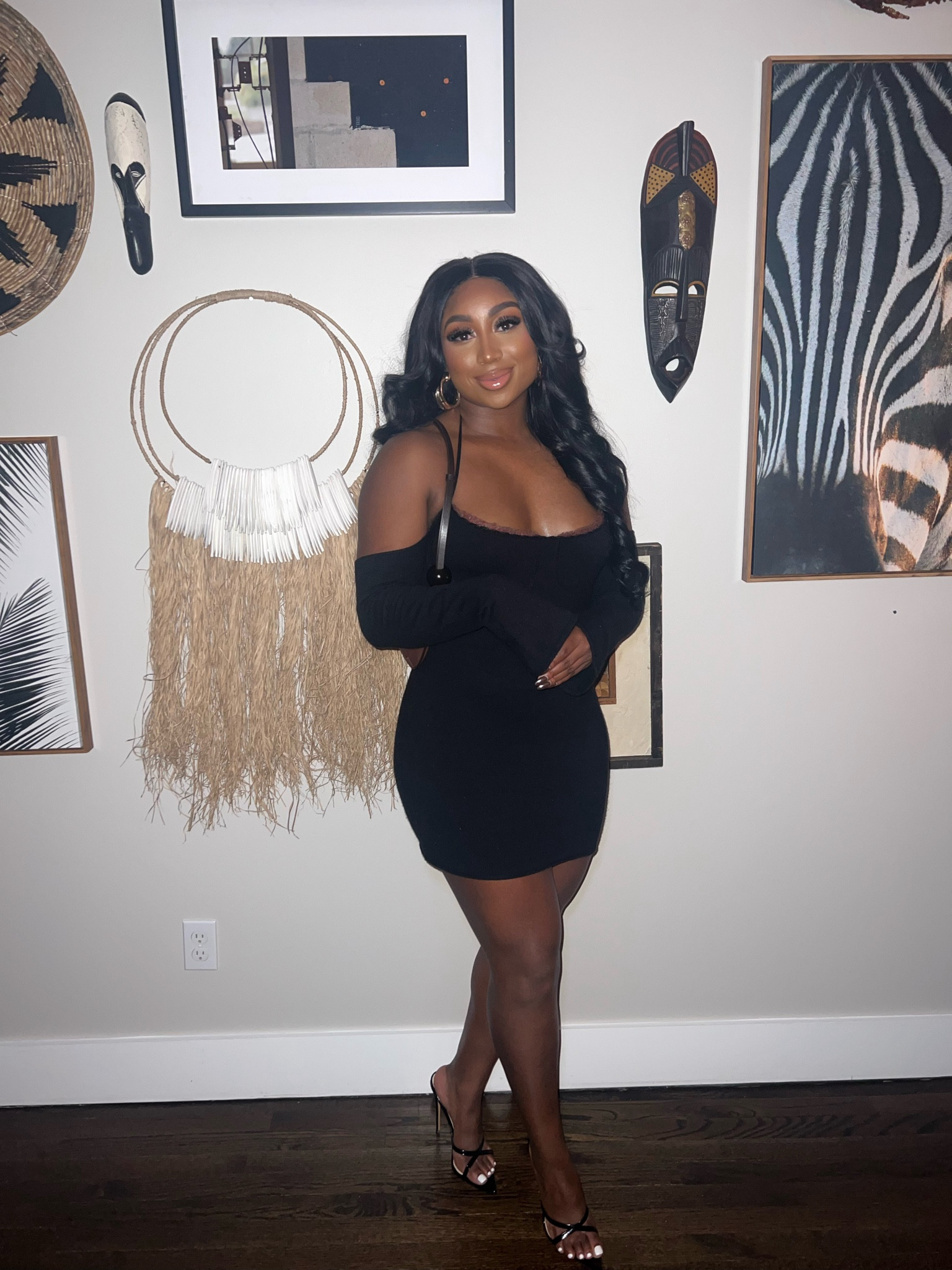 ivory knit dress RHYTHM CHARLIZE LONG SLEEVE KNIT MINI DRESS