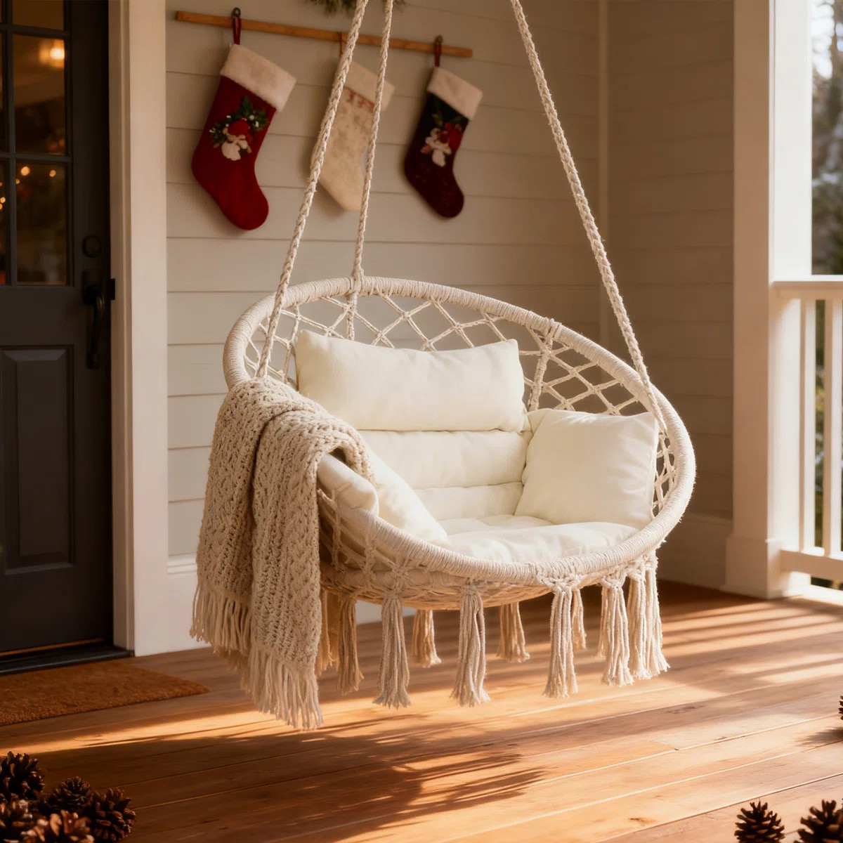 Hanging Hammock Chair with Cushion - Perfect for Bedroom, Porch, Balcony, Adults | Wayfair North America