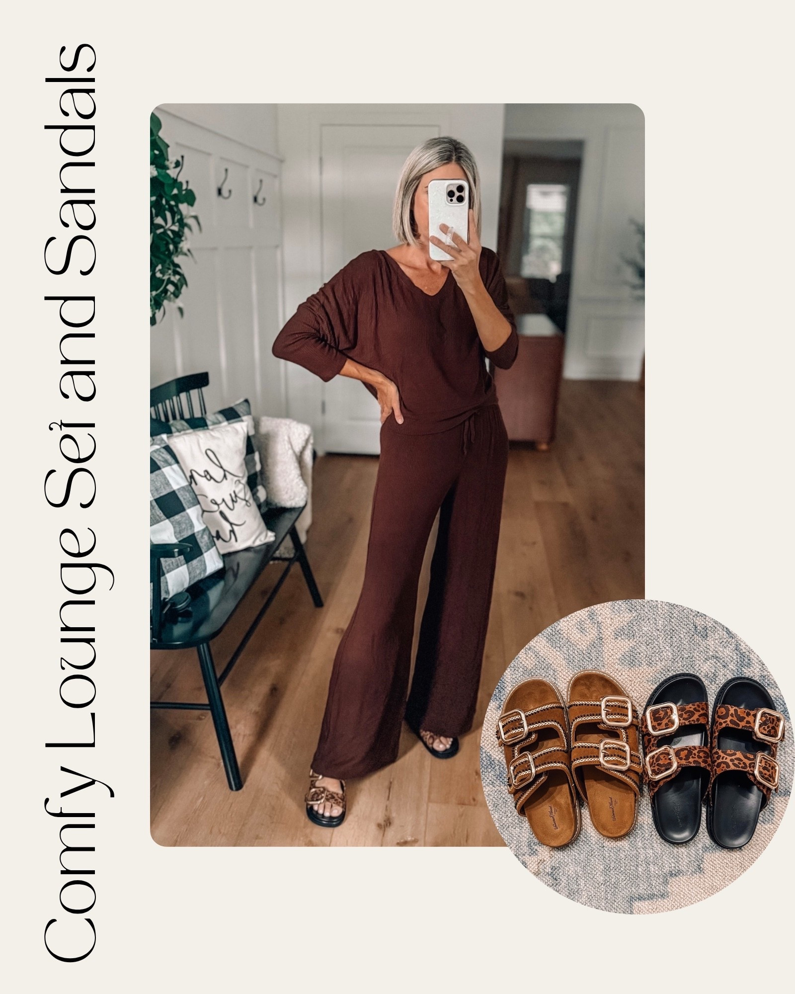 Target 2 piece lounge set and the comfiest leopard print slide sandals 
Wearing size small in Brown 

Travel outfit 
Target finds 

#LTKFindsUnder50 #LTKTravel #LTKSeasonal