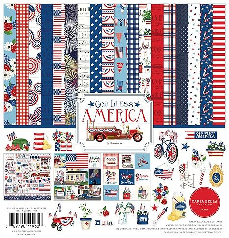 Carta Bella Paper Company God Bless America Collection Kit Paper , 12-x-12-Inch | Amazon (US)