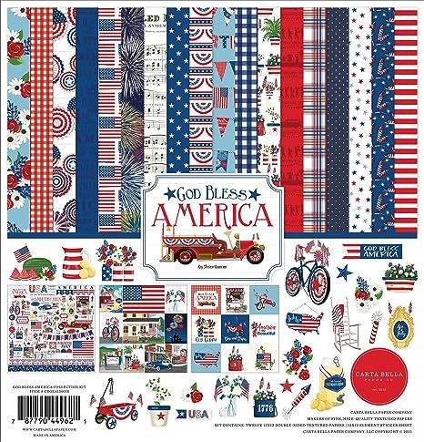 Carta Bella Paper Company God Bless America Collection Kit Paper , 12-x-12-Inch | Amazon (US)