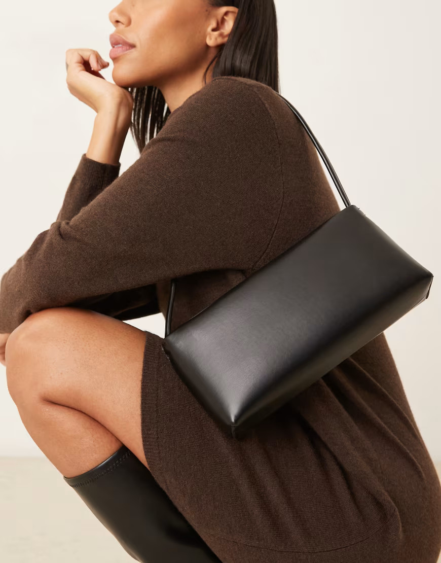 ASOS DESIGN minimal 90s shoulder bag in black | ASOS (Global)