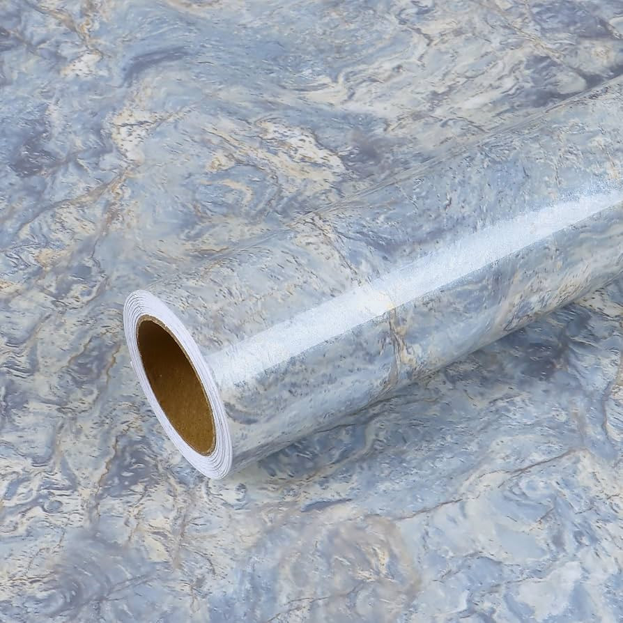VEELIKE Cream Blue Marble Contact Paper for Countertops Waterproof Peel and Stick Glossy Marble W... | Amazon (US)