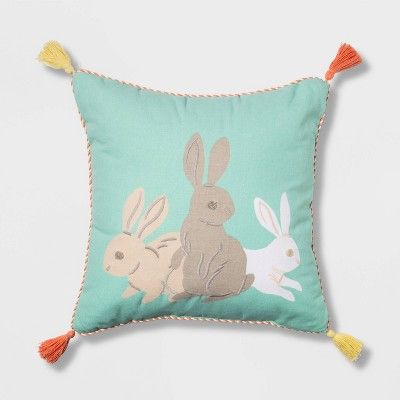 Triple Bunny Square Throw Pillow Aqua - Spritz™ | Target