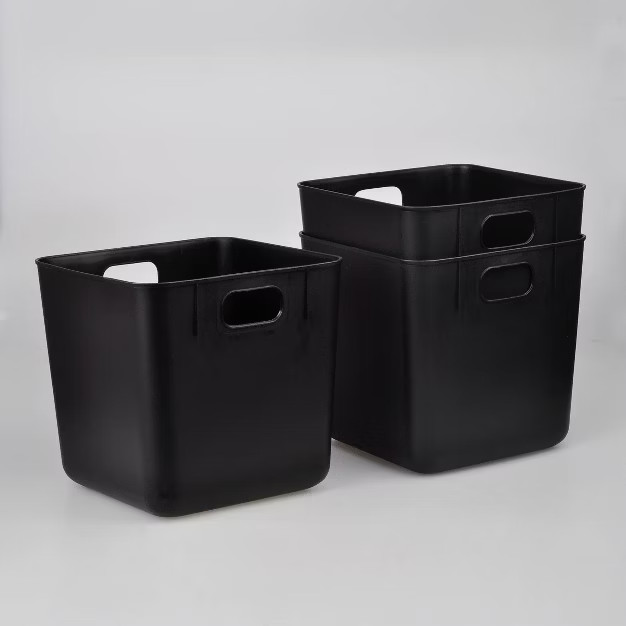 3ct Large Plastic Cube Storage Bin Black - Bullseye's Playground™ | Target