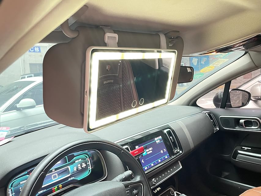 Car Visor Vanity Mirror,Car Makeup Mirror with 60 LED Lights,Car Cosmetic Mirror with Built-in Batte | Amazon (US)