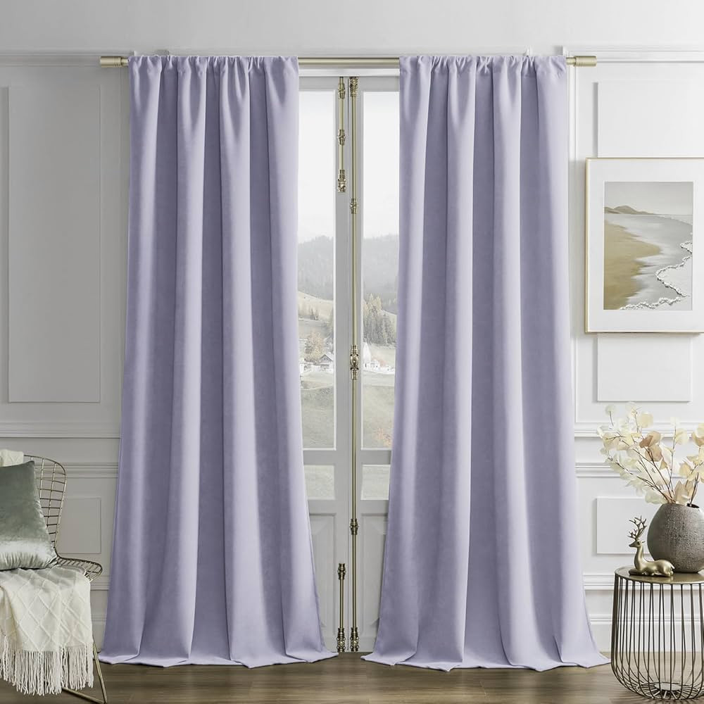 Joydeco Taro Purple Velvet Curtains 96 Inches Long 2 Panels, Soft Luxury Thermal Insulated Room D... | Amazon (US)