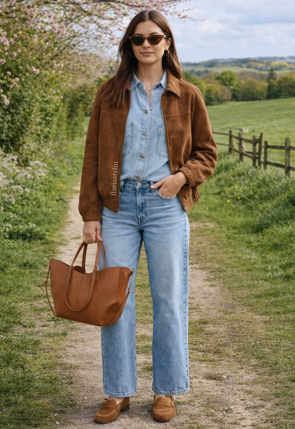 Light denim and warm tones 🤎outfit ideas, spring outfit, suede jacket, camel jacket, denim shacket, light blue jeans, barrel jeans, camel loafers, suede loafers, camel bag, tote bag, shoulder bag, casual outfit, casual chic outfit

#LTKSeasonal #LTKootd #LTKU