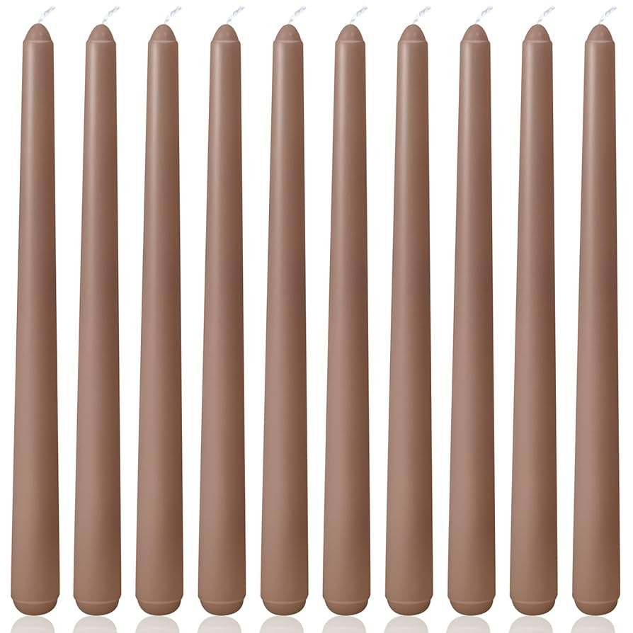 10 Inch Grayish-Brown Taper Candles for Home Decoration, 10 Pack Unscented Candlesticks for Dinne... | Amazon (US)