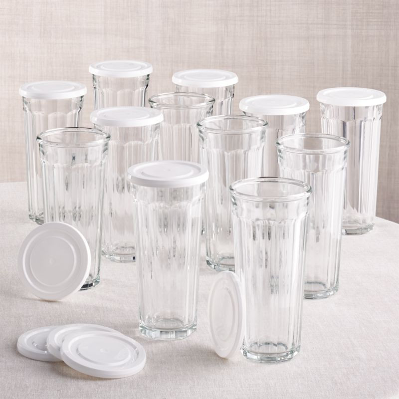 24 oz. Working Glass with Lid, Set of 12 + Reviews | Crate and Barrel | Crate & Barrel