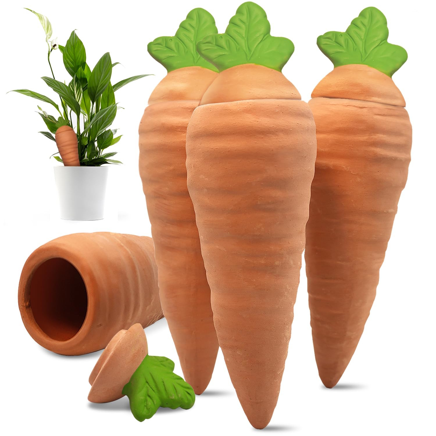 Amazon.com: Amoyls 4 pcs Terracotta Watering Spikes - Automatic Self-Watering Stakes, Vacation Plant Waterer for Wine Bottle, Perfect for Indoor & Outdoor Plants : Patio, Lawn & Garden | Amazon (US)