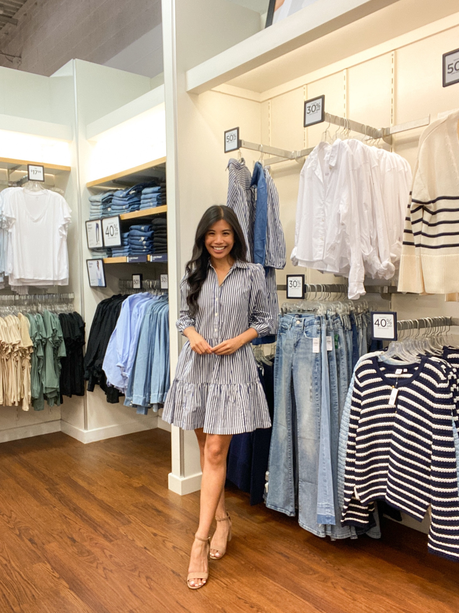 Women’s shirt dress navy and white dress work dress 

#LTKfindsunder50 #LTKworkwear #LTKfamily