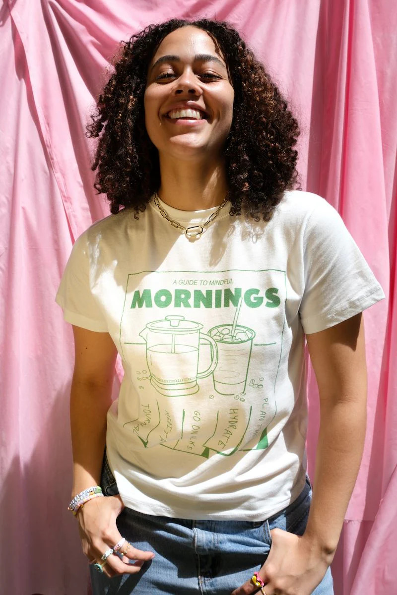 Guide to Mindful Mornings Coffee Iced Tea Self Love Graphic T-Shirt | Shop Now | Mure + Grand | Mulberry and Grand
