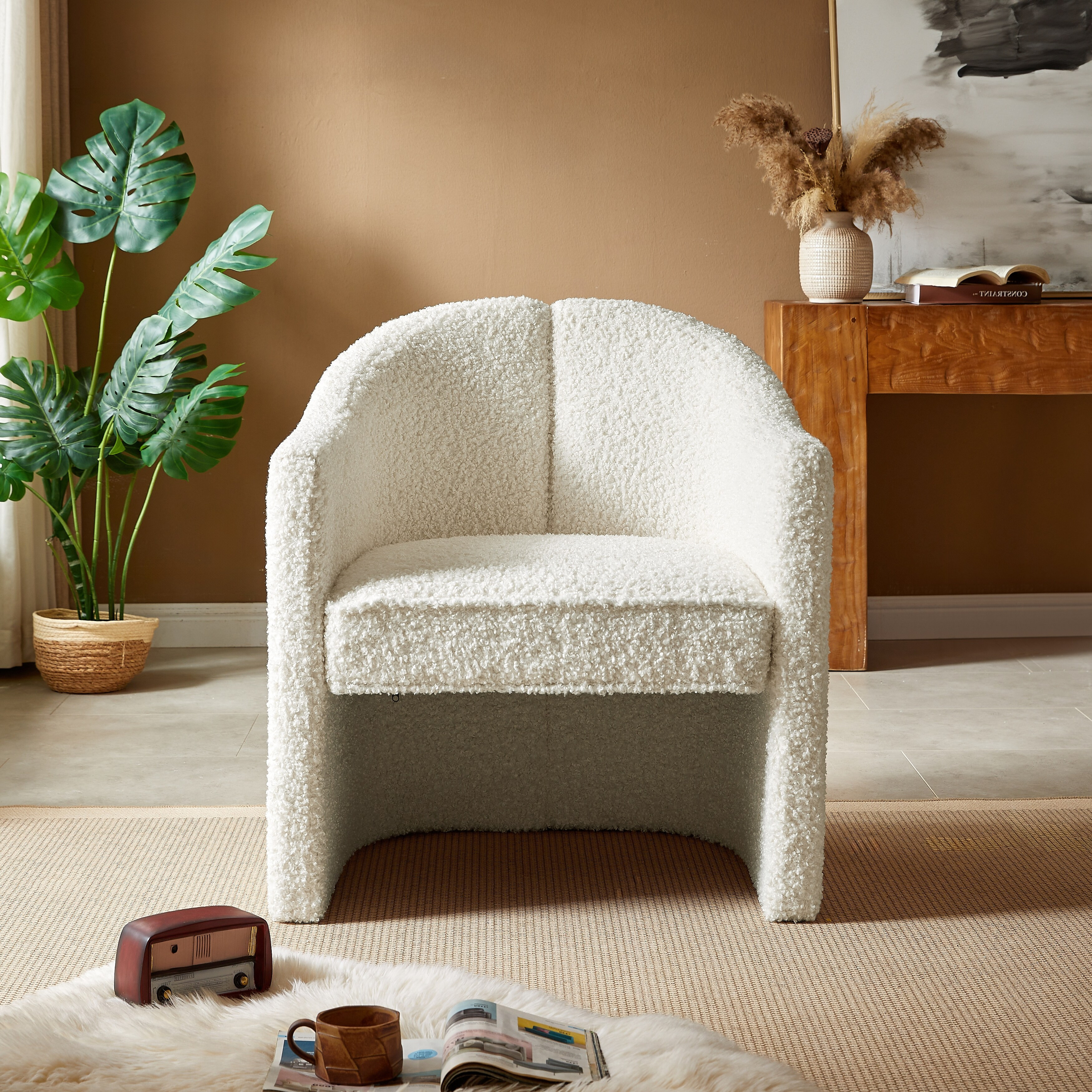 Modern Curved Accent Chair - Elegant Design, Comforting Backrest, Dual-Purpose Decorative Chair for Living Room, Bedroom | Bed Bath & Beyond