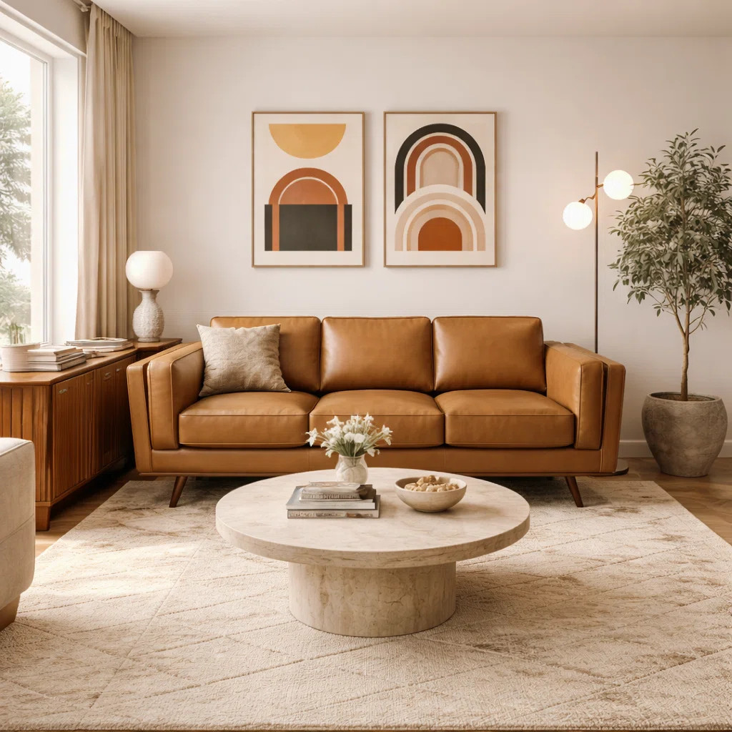 Freiro 90.4'' Leather Sofa | Wayfair North America