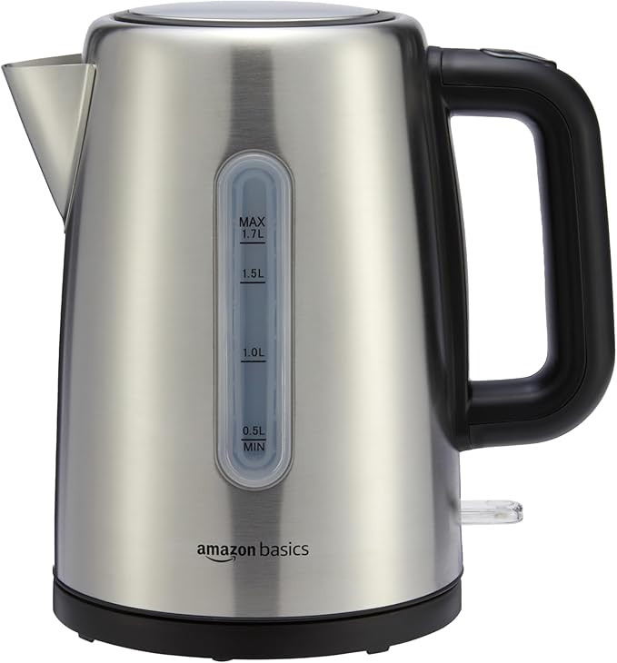Amazon Basics Electric Stainless Steel Kettle for Tea and Coffee, BPA-Free, Fast Boiling, Auto Sh... | Amazon (US)