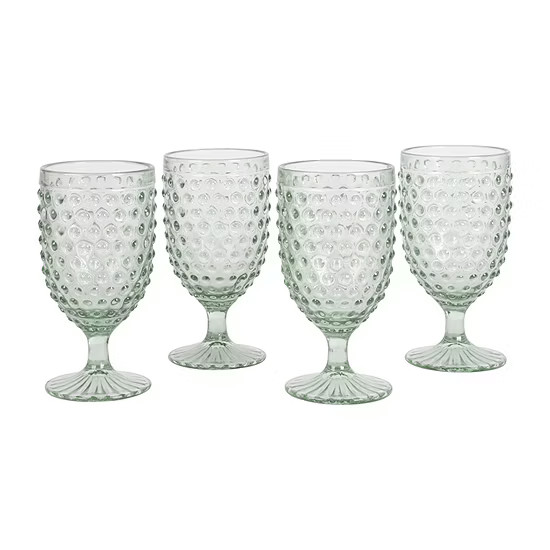 Martha Stewart Chauncey 4-Pc Hobnail Glass Goblet | JCPenney