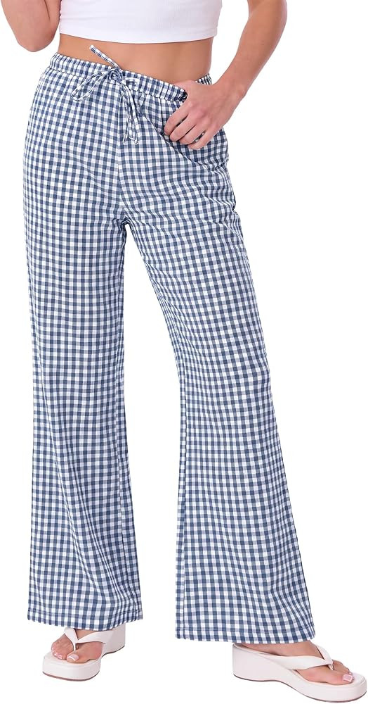 ANRABESS Womens Gingham Pants Lounge Pajama Bottoms | Amazon (US)