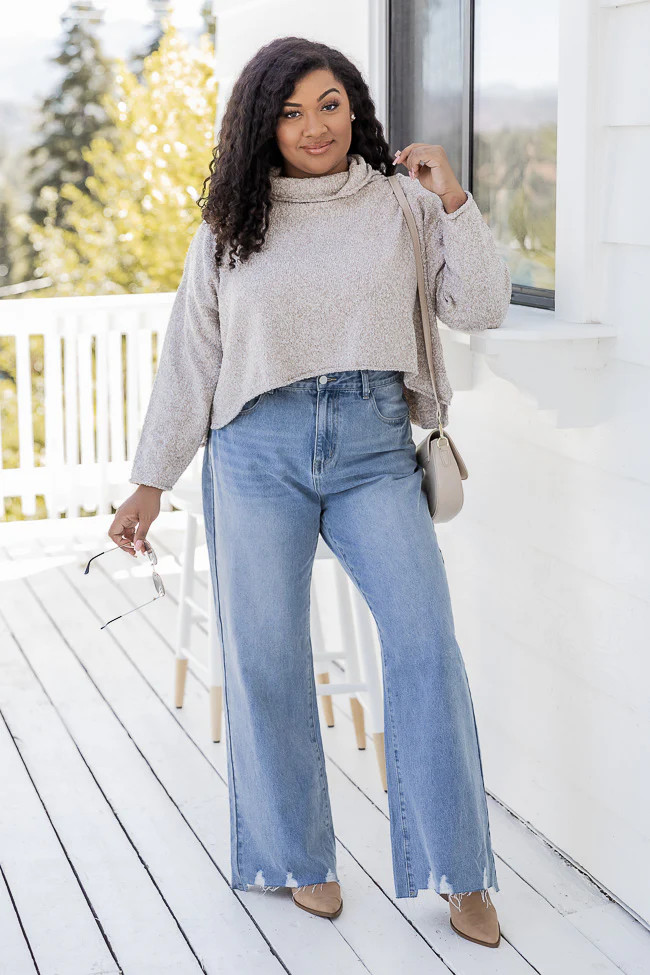 Sonya High Rise Light Wash Raw Hem Flare Jeans | Pink Lily