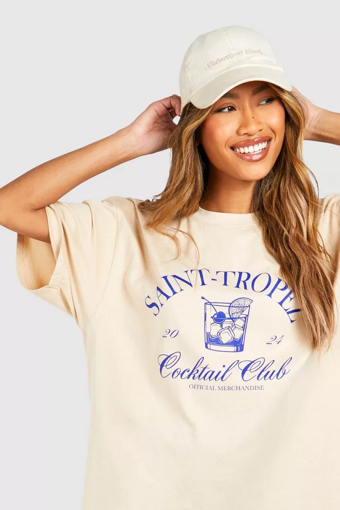Saint Tropez Printed Oversized T-shirt | boohoo (US & Canada)