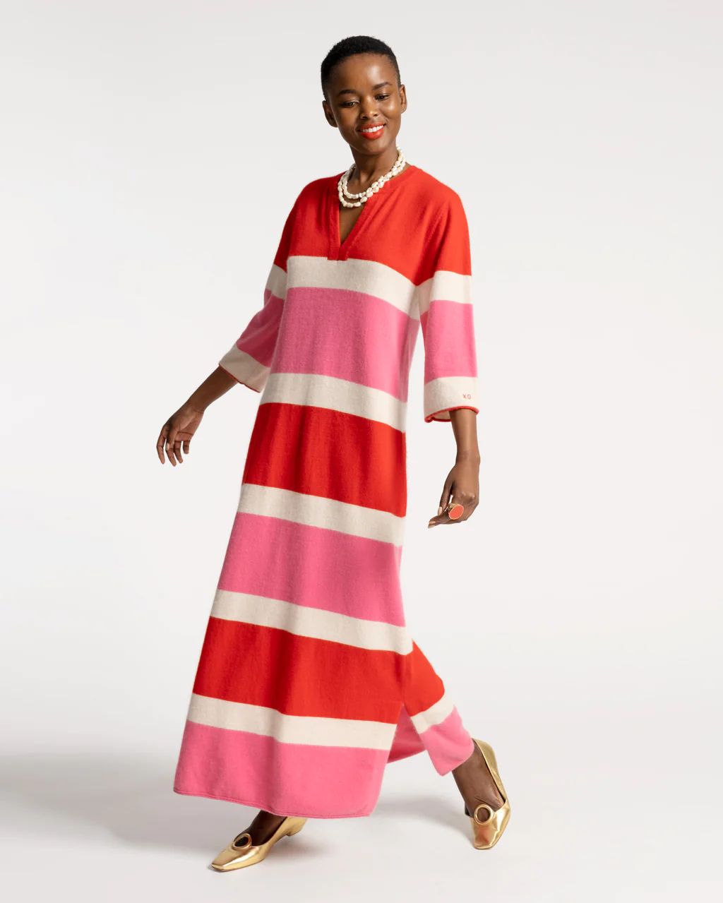 Classic Colorblock Maxi Dress Pink | Frances Valentine