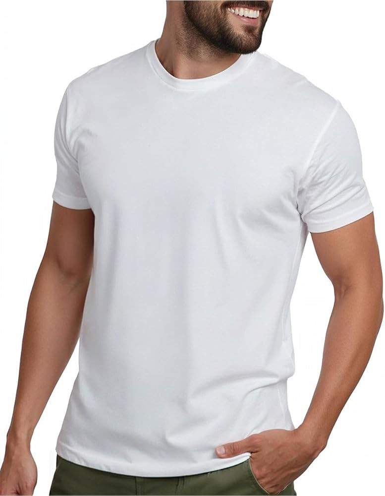 INTO THE AM Men's T-Shirts Soft Cotton Blend Crew Neck Tee S - 4XL Athletic Fit Plain Basic T-Shi... | Amazon (US)