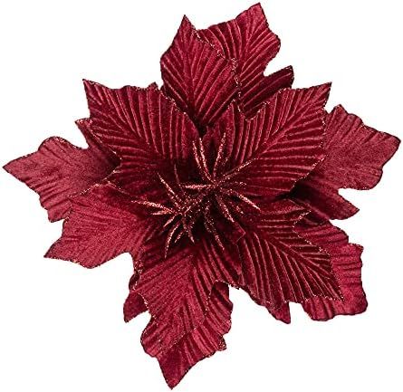 Amazon.com: KI Store Large Christmas Poinsettia 6pcs Burgundy Artificial Flower Picks Spray for C... | Amazon (US)