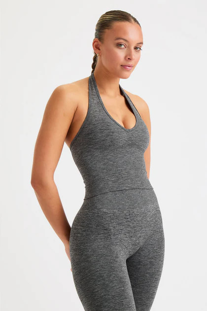 SCULPT SEAMLESS HALTER TANK - CHARCOAL MARL | TALA (UK)