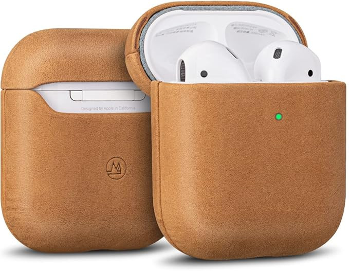 MAOGOAM for AirPods Leather Case Cover, Genuine Oil Wax Crazy Horse Cowhide Leather Case for Airp... | Amazon (US)