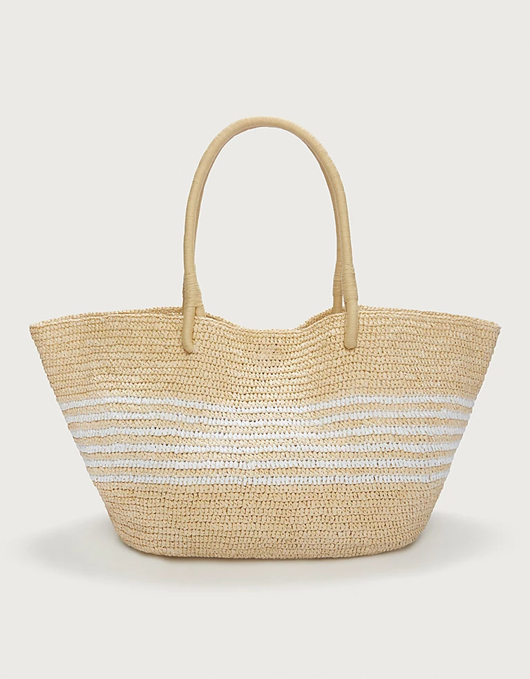 Striped Straw Tote Bag | Handbags & Wallets | The White Company | The White Company (UK)