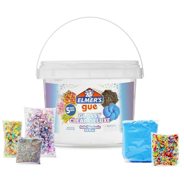 Elmer's Gue Premade Slime, Glassy Clear Slime, Includes 5 Sets of Slime Add-Ins, 3 lb. Bucket | Walmart (US)