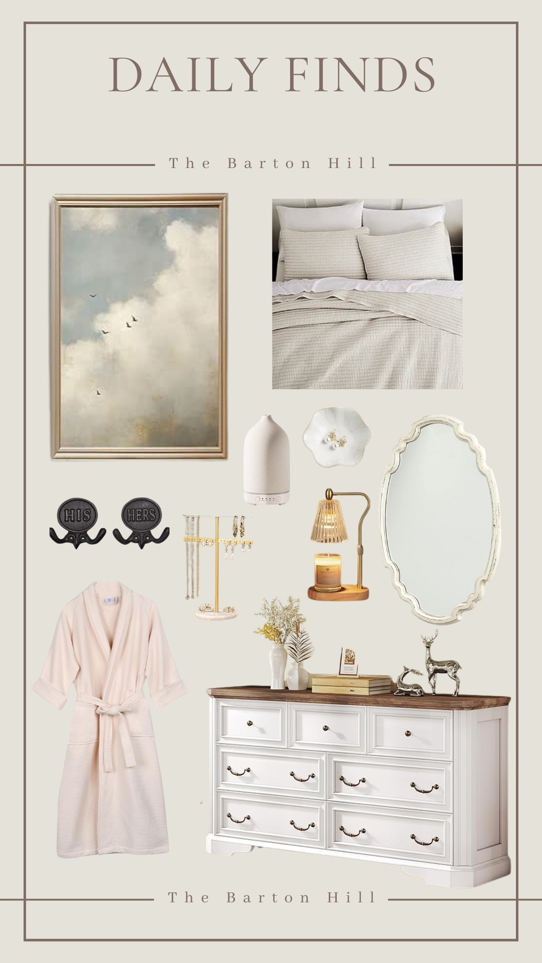 This is your sign to romanticize your evening routine. From cloud-like bedding and cozy robes to soft lighting, elegant jewelry storage, and that perfect mirror moment—these finds make your bedroom feel like a boutique hotel (minus the checkout time).

Tap to shop all the pretty little details that make winding down feel way better than going out.

#LTKcanada #LTKspring #LTKsummer