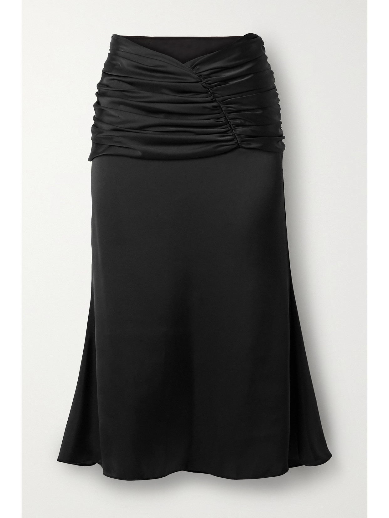 Orseund Iris - Romantique Ruched Satin Skirt - Black | NET-A-PORTER (US)