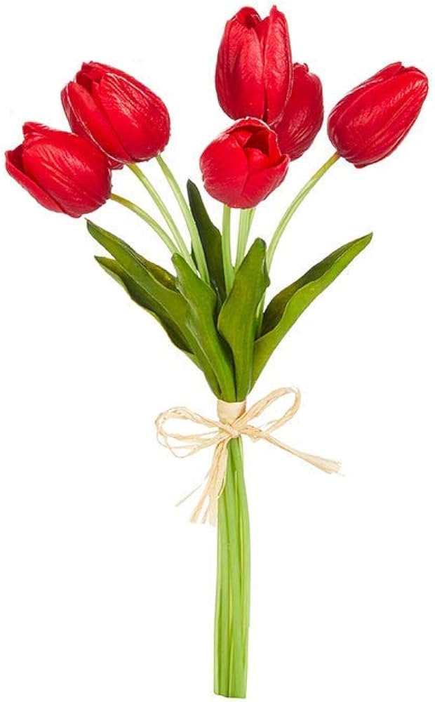 RAZ Imports F4002302 Real Touch Red Tulip Bundle Artificial Flower, 14-inch Height | Amazon (US)