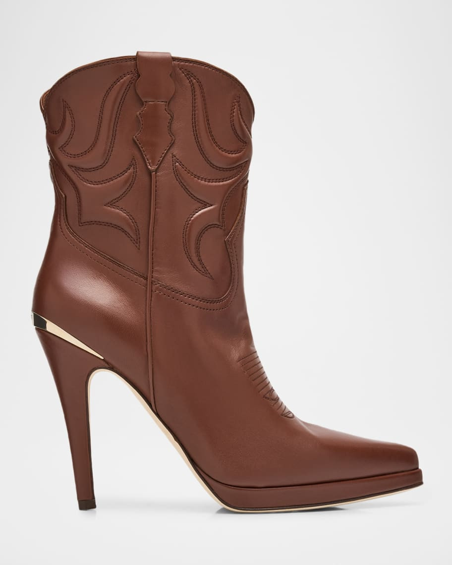 Partlow Camp Embroidered Leather Stiletto Cowboy Boots | Neiman Marcus