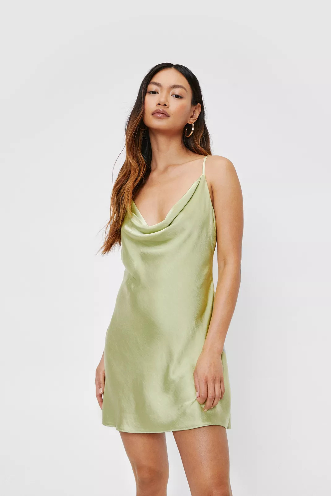 Petite Cowl Neck Satin Mini Slip Dress | NastyGal (UK, IE)